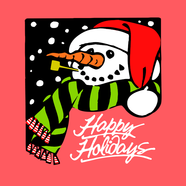 Happy Holidays Snowman by LefTEE Designs