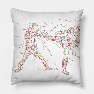 Kick boxing line drawing Pillow