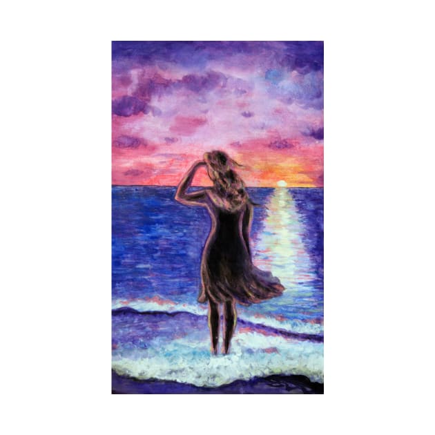 Girl by the sea.  Expectation. by GalinART