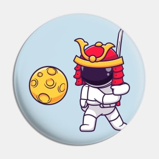 Cute Astronaut Samurai Warrior Slash Moon Cartoon Pin