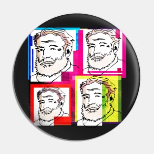 ERNEST HEMINGWAY, American novelist, short story writer, and journalist. 4-UP COLLAGE ILLUSTRATION Pin