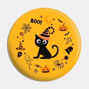 Halloween kitten BOO Pin