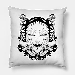 Japanese Oni X Noh Pillow