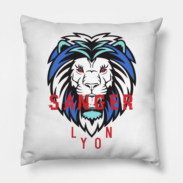 SangerLyon motif Rouge/Bleu marine Pillow by SangerLyon