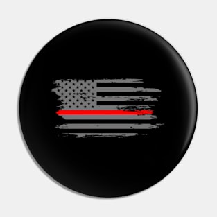 Thin Red Line Fireman Fire Rescue American Flag Pin