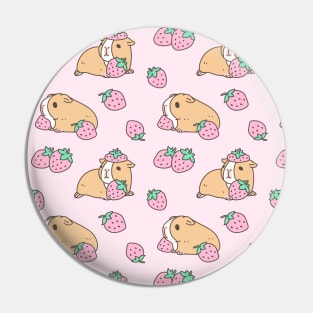 Pink Guinea Pig and Strawberry Pattern Pin