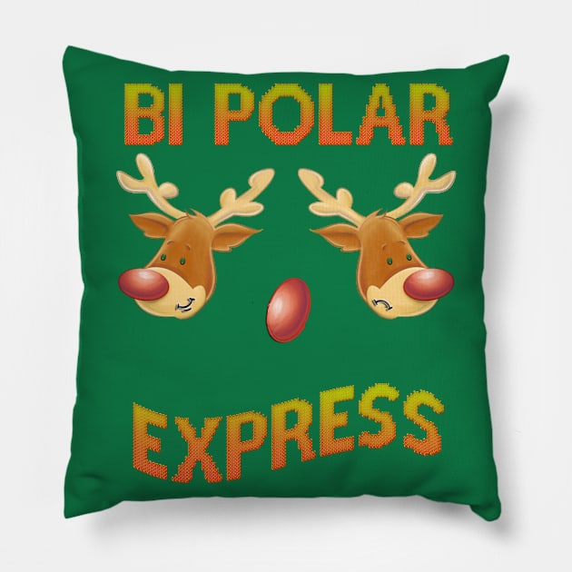 BIPOLAR EXPRESS Pillow by LanaBanana