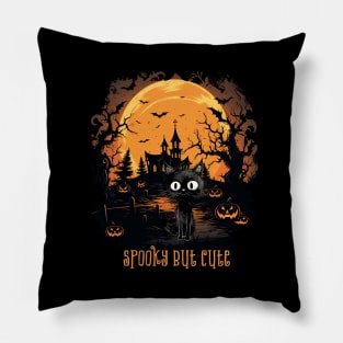 Halloween Trick Or Treat Spooky But Cute Black Cat Pillow