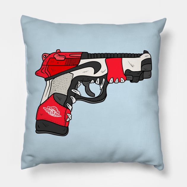 Sneaker Gun Pillow by CalebLindenDesign