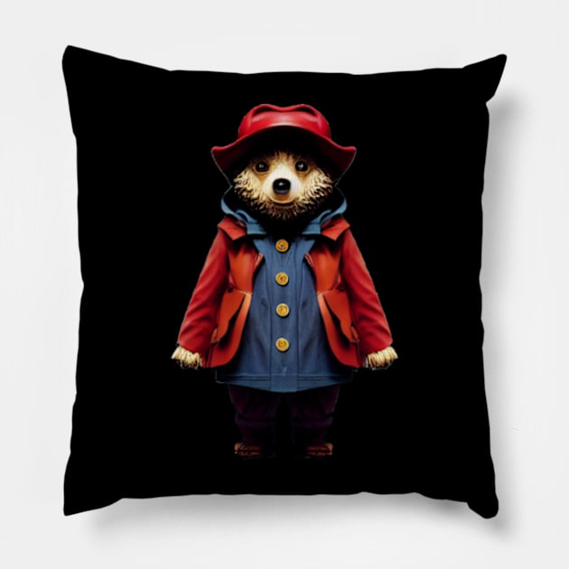 Paddington Bear in Bright Red Coat Pillow by Kit'sEmporium