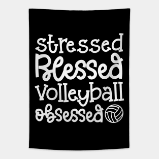 Stressed Blessed Volleyball Obsessed Cute Funny Tapestry