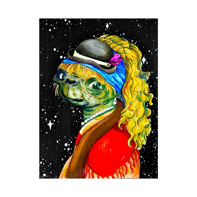 Alien With a Pearl Earring - Art History Meme by rosiemoonart