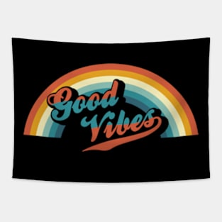 Good Vibes Retro Rainbow Tapestry