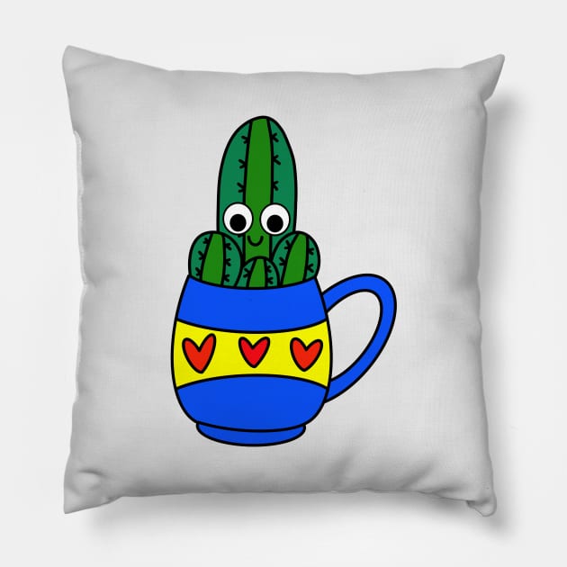 Cute Cactus Design #247: Small Cacti Bunch In A Hearty Mug Pillow by DreamCactus