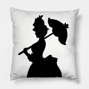 Victorian Woman Silhouette- black & white gown Pillow