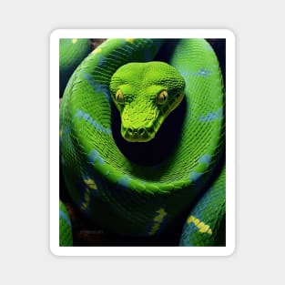 Vivid Realism: The Green Mamba in Oil Magnet