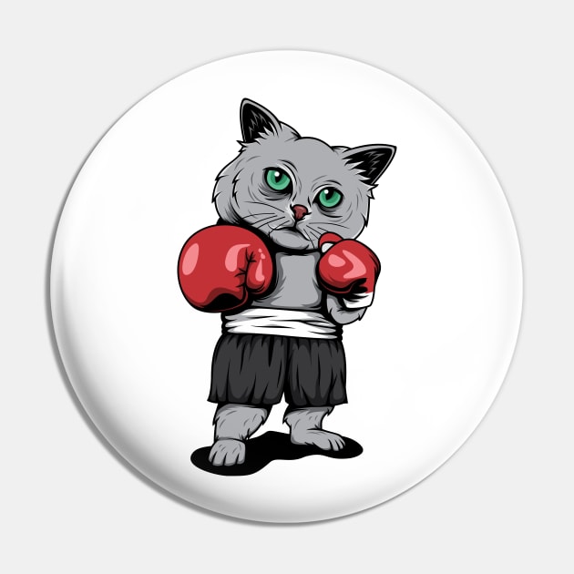 Cat Boxer Pin by fooart