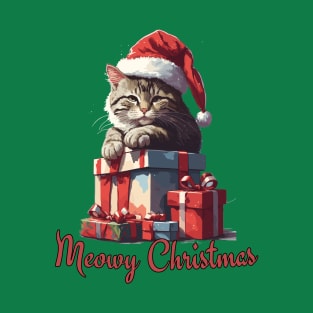 Meowy Christmas , christmas cat , Design T-Shirt