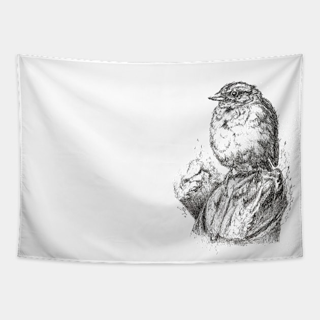 sparrow Tapestry by VerticalPrints