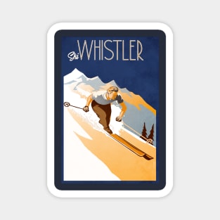 Retro vintage ski Whistler poster Magnet