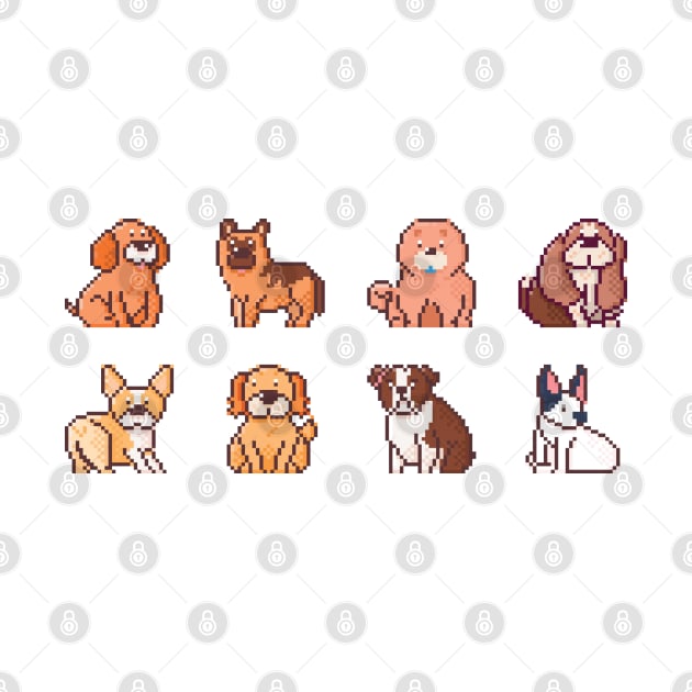 Cute Dogs Pixel Art Design by MariOyama