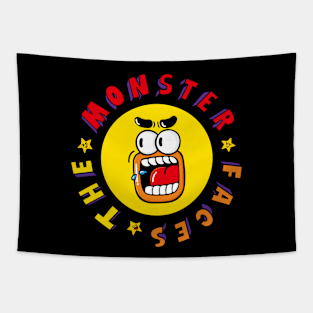 Funny Yellow Monster Face With Wide Eyes Tapestry