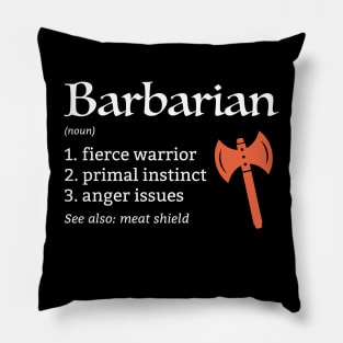 D&D Barbarian Class Definition Pillow