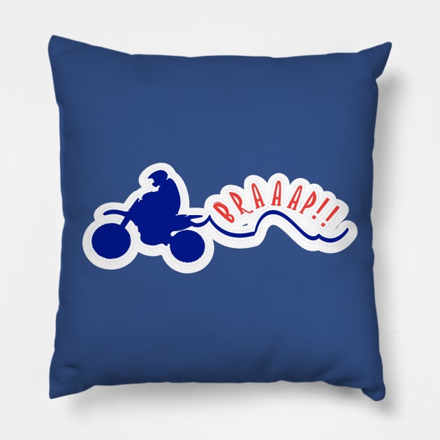 Braaap!! Blue Dirt bike Motocross Eat my Dust Pillow by FamilyCurios