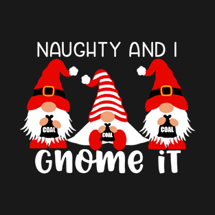 Naughty and I Gnome It Christmas Gnomies Family Women Kids T-Shirt