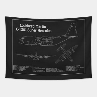 C-130 Hercules - Airplane Blueprint -  PD Tapestry