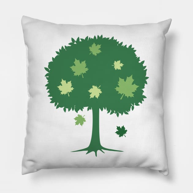 Earth Day Cartoon Tree Pillow by SWON Design