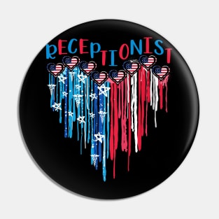 Receptionist American Flag Melting Heart 4th Of July Pin