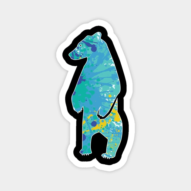 Cool Grizzly Bear Colourful T-shirt Magnet by thefriendlyone