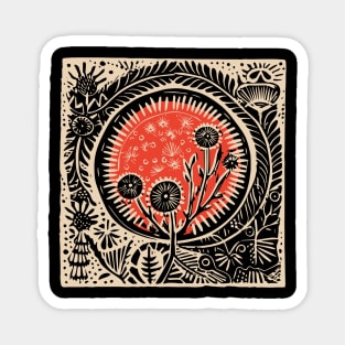 Lino Cut Flowers Magnet