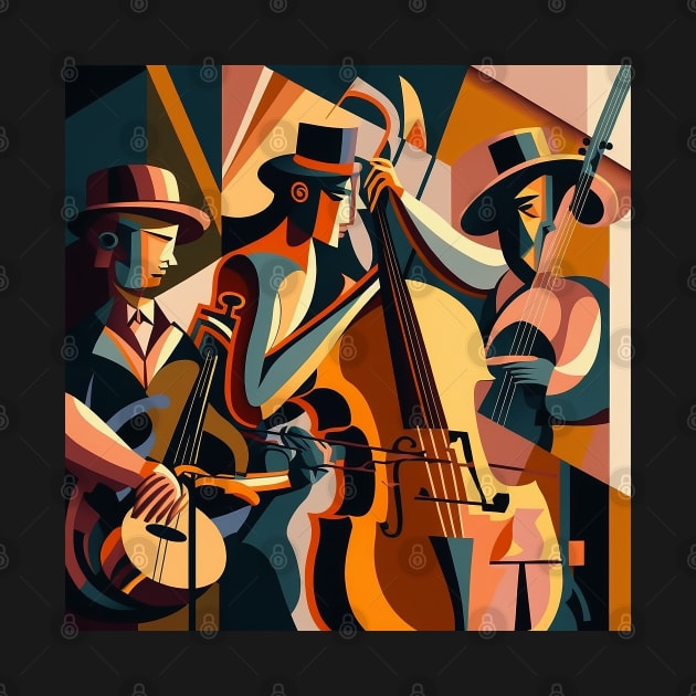 Abstract Art - men playing JAZZ by Buff Geeks Art