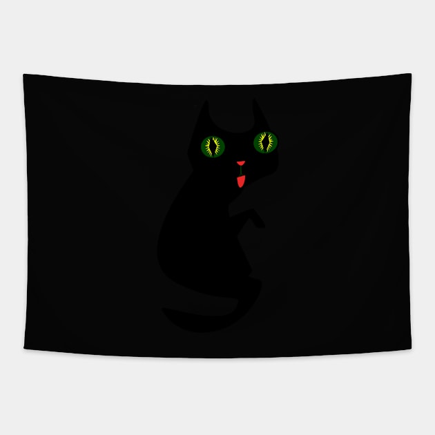 Ugly Black Cat Tapestry by Alishamenjangan