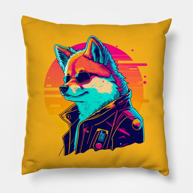 Synthwave doge Pillow by FunnyZone