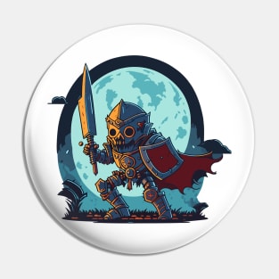 Skeleton Knight under Moon Light Pin