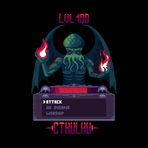 Pixelated Peril: Cthulhu's Retro Boss Battle by Holymayo Tee