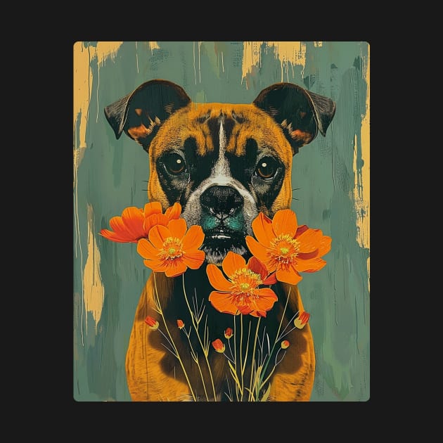 Boxer Dog Flowers Photo Art Design For Dog Onwer by karishmamakeia