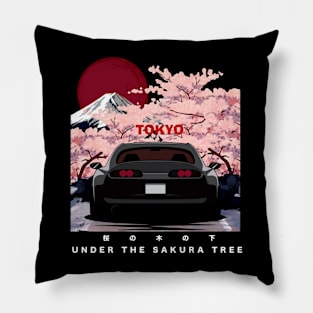 Toyota Supra MK4 A80 under Sakura tree JDM Car Pillow