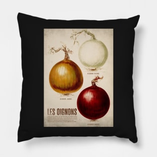 Old vegetable poster - Onions - Vintage - retro Pillow