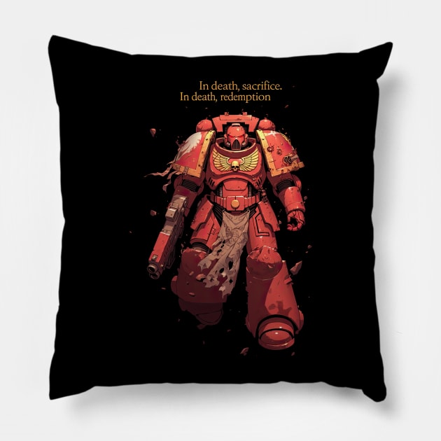 In death, sacrifice. In death, redemption. Pillow by obstinator