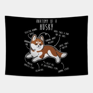 Red Siberian Husky Dog Anatomy Tapestry