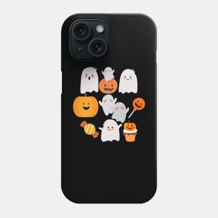 Happy Halloween, cute ghost and pumpkins. Phone Case