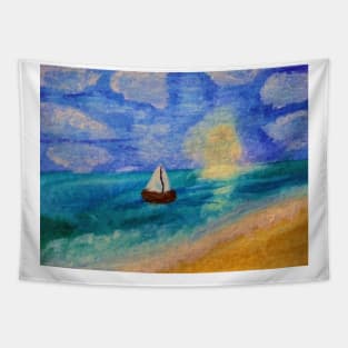 Watercolor Sailboat Tapestry