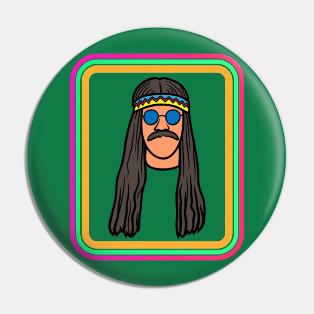 Hippie Soul with big mustache Pin by Retro Comic Books