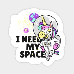 Unicorn Astronaut I Need My Space Art Magnet