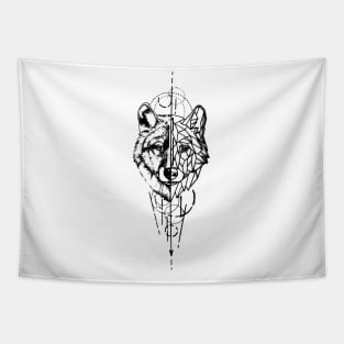 Geometerical Wolf - Tattoo Design Tapestry