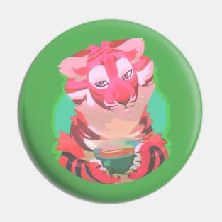 tea tiger (pink furry tiger) Pin